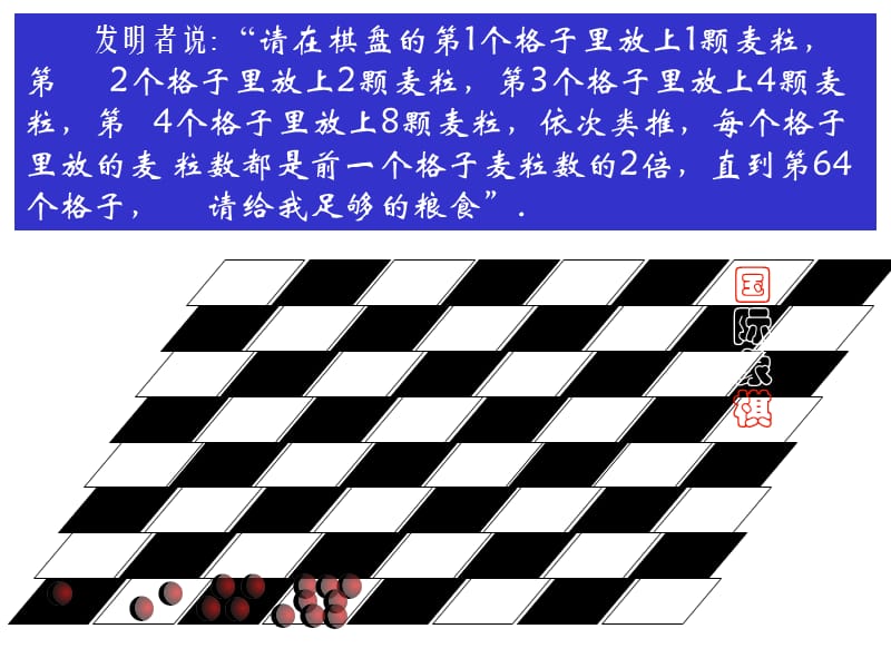 发明者说：请在棋盘的第1个格子里放上1颗麦粒第2个.ppt_第1页