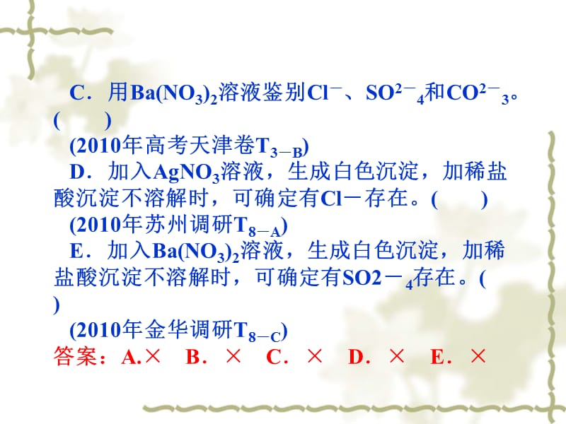 高考总复习课件(苏教版)：12.2物质的检验、分离和提纯.ppt_第3页