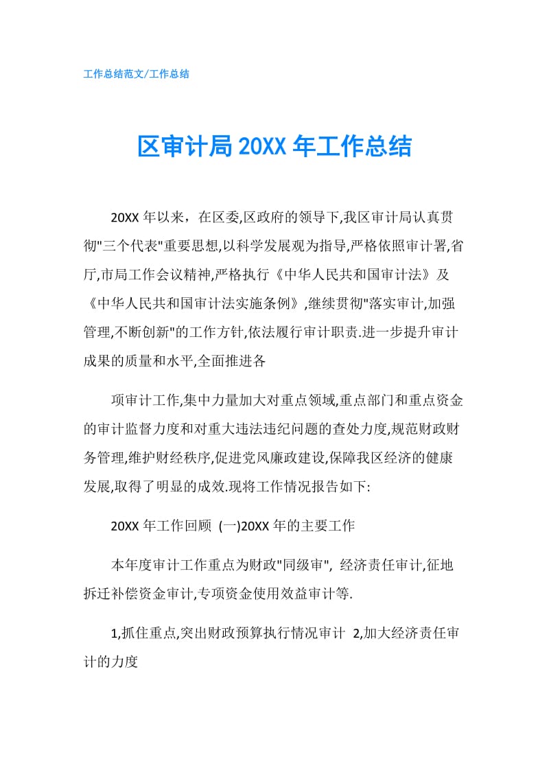 区审计局20XX年工作总结.doc_第1页