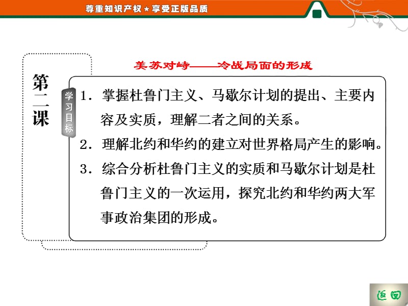 高二历史人民版选修3课件：专题四第二课美苏对峙-冷战局面的形成.ppt_第3页