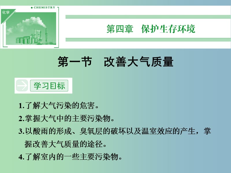 高中化学 4.1改善大气质量课件 新人教版选修1 .ppt_第1页