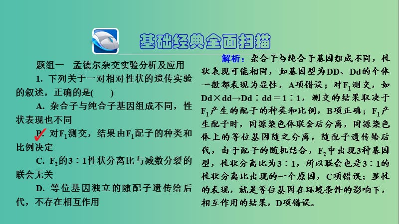 高三生物第一轮总复习 第一编 考点过关练 考点20 基因的分离定律课件.ppt_第3页