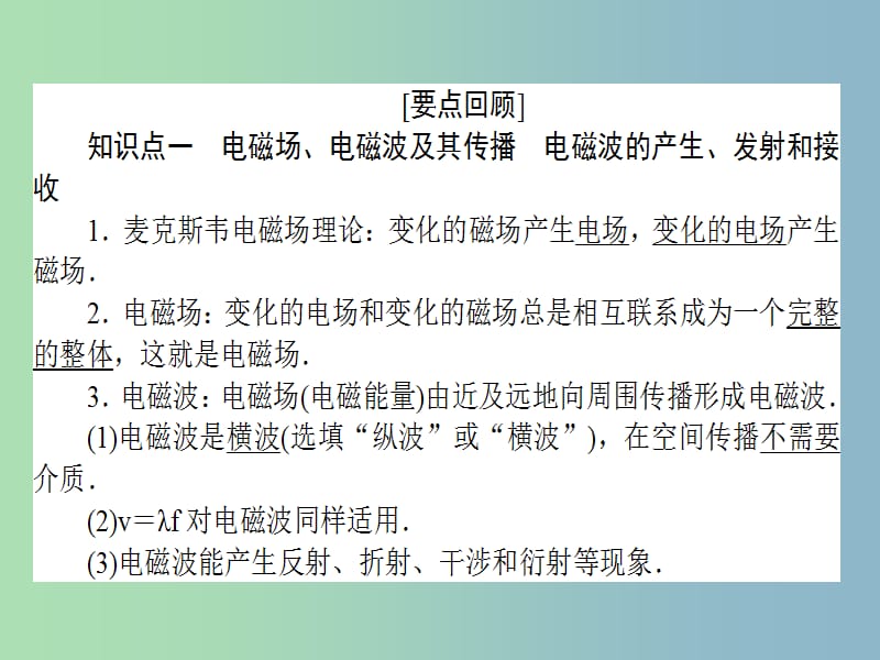 高三物理一轮总复习 （选修3-4）第3章 电磁波 相对论简介课件 新人教版.ppt_第2页