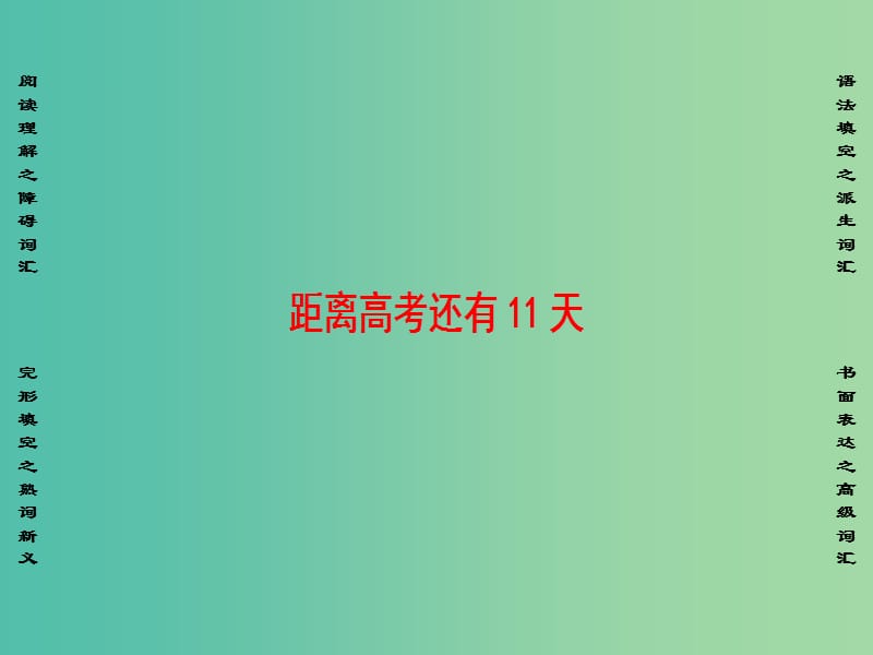 高三英语二轮复习 第2部分 高考倒计时 距离高考还有11天课件.ppt_第1页