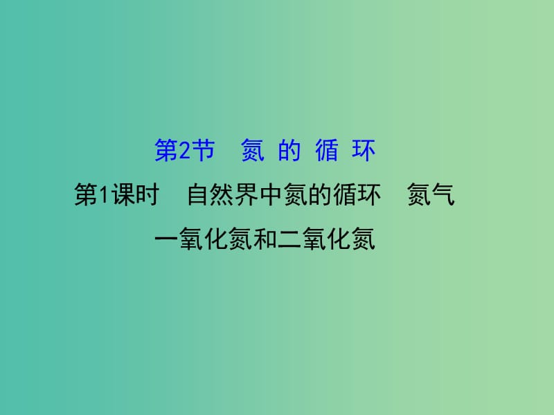 高中化学 3.2.1 自然界中氮的循环 氮气 一氧化氮和二氧化氮（精讲优练课型）课件 鲁科版必修1.ppt_第1页