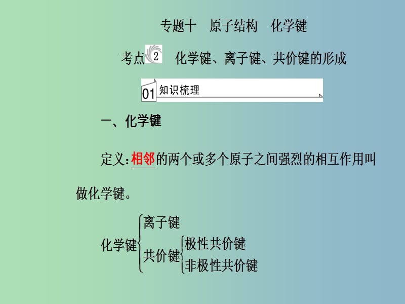 高三化学第五章专题十原子结构化学键考点2化学键离子键共价键的形成课件.ppt_第2页