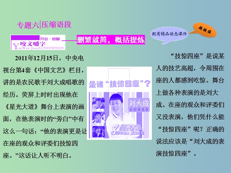 高三语文专题复习 专题六 压缩语段课件.ppt_第1页