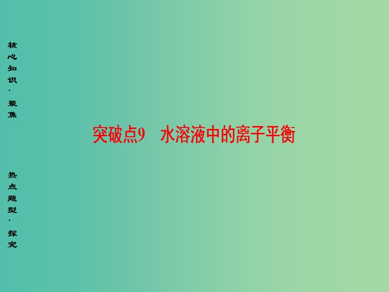 高三化学二轮复习 第1部分 专题2 化学基本理论 突破点9 水溶液中的离子平衡课件.ppt_第1页