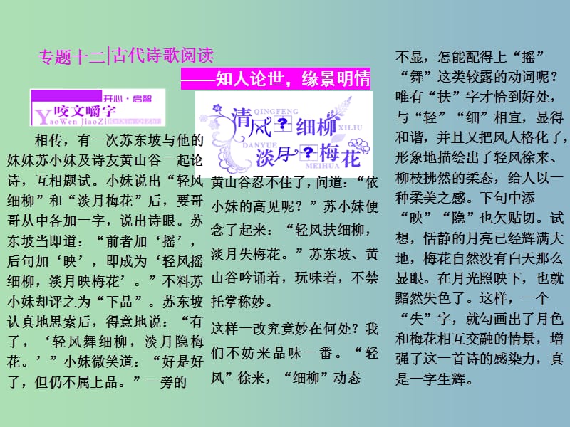 高三语文专题复习 专题十二 补上一课 如何读懂古诗歌课件.ppt_第1页