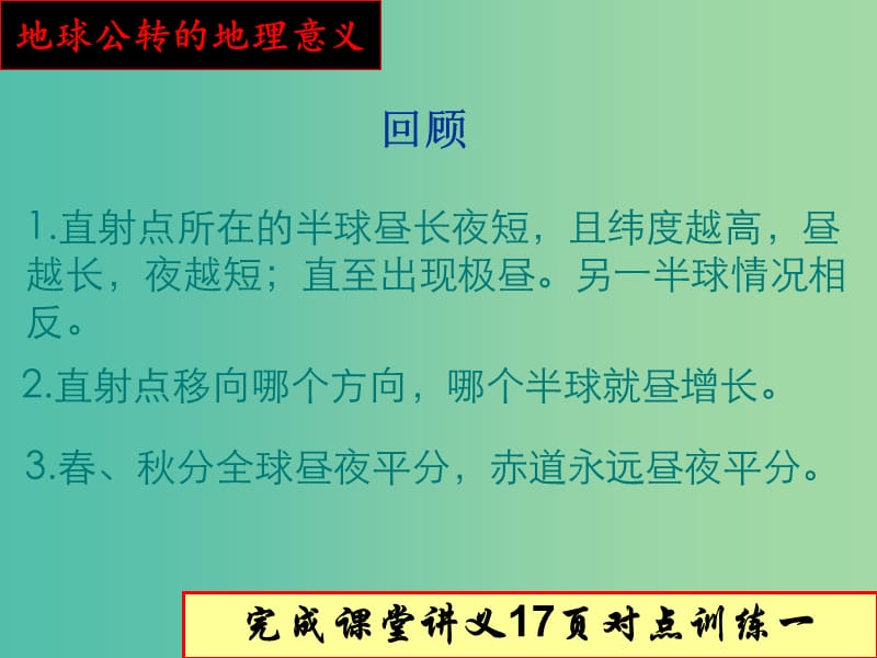 高中地理 1.3 地球公转的地理意义课件 鲁教版必修1.ppt_第2页