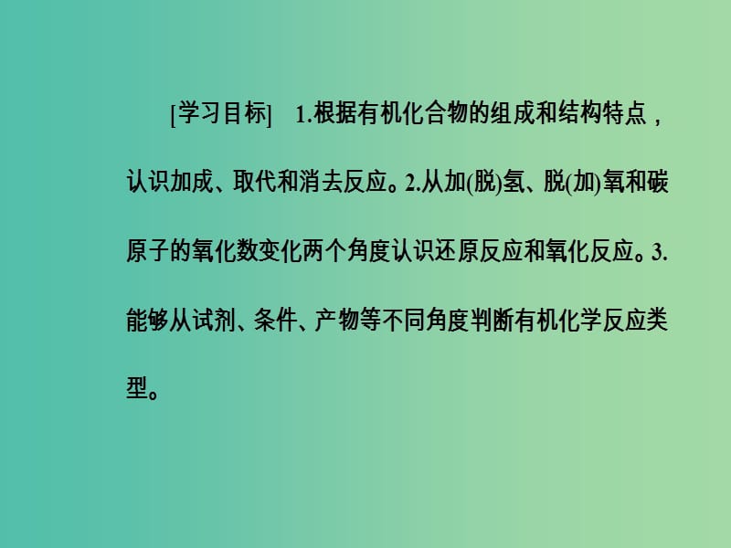 高中化学第2章官能团与有机化学反应烃的衍生物第1节有机化学反应类型课件鲁科版.ppt_第3页