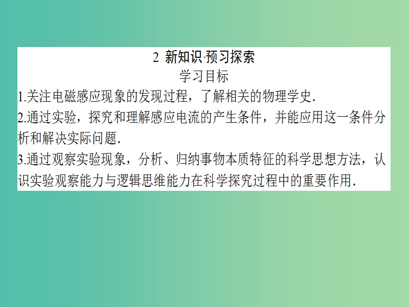 高中物理 4.1《划时代的发现》第2节 探究感应电流的产生条件课件 新人教版选修3-2.ppt_第3页