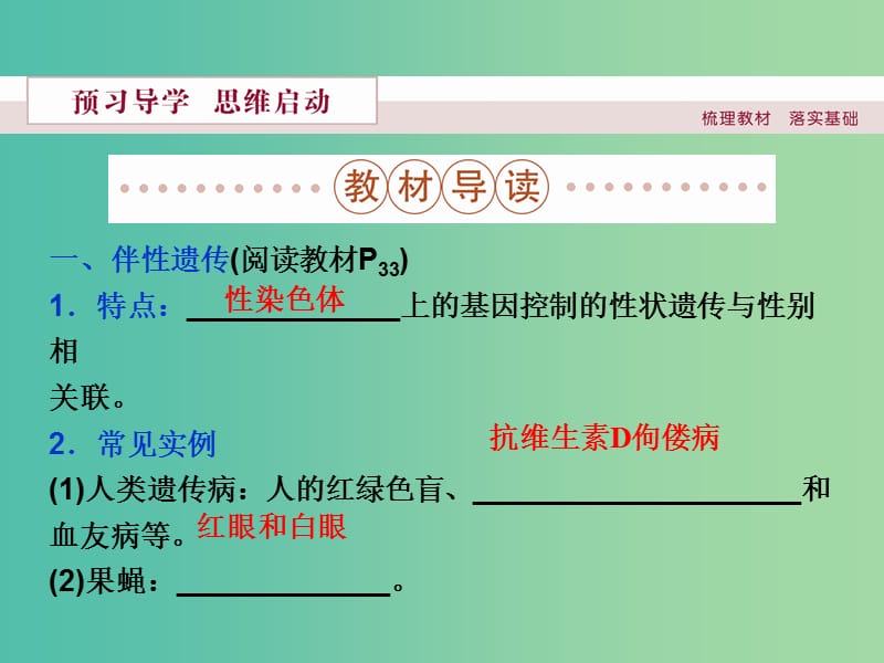 高中生物 第二章 基因和染色体的关系 第3节 伴性遗传课件 新人教版必修2.ppt_第3页