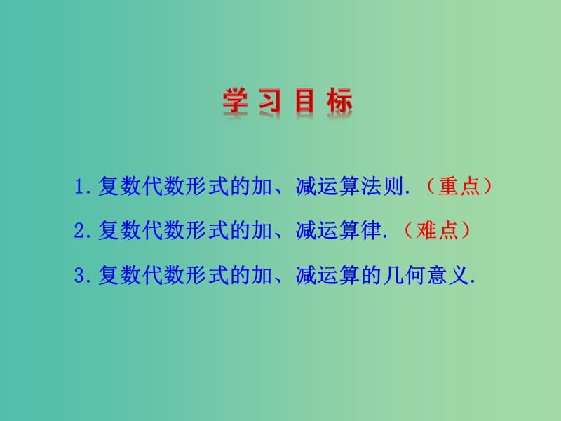 高中数学第三章数系的扩充与复数的引入3.2.1复数代数形式的加减运算及其几何意义课件新人教A版.ppt_第3页