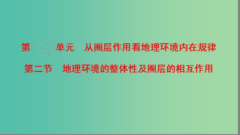 高考地理一轮复习第3单元从圈层作用看地理环境内在规律第2节地理环境的整体性及圈层的相互作用课件鲁教版.ppt_第1页