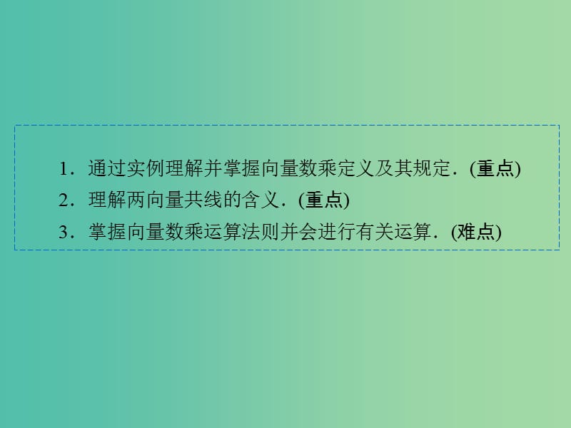 高中数学 2.2.3向量数乘运算及其几何意义课件 新人教A版必修4.ppt_第2页