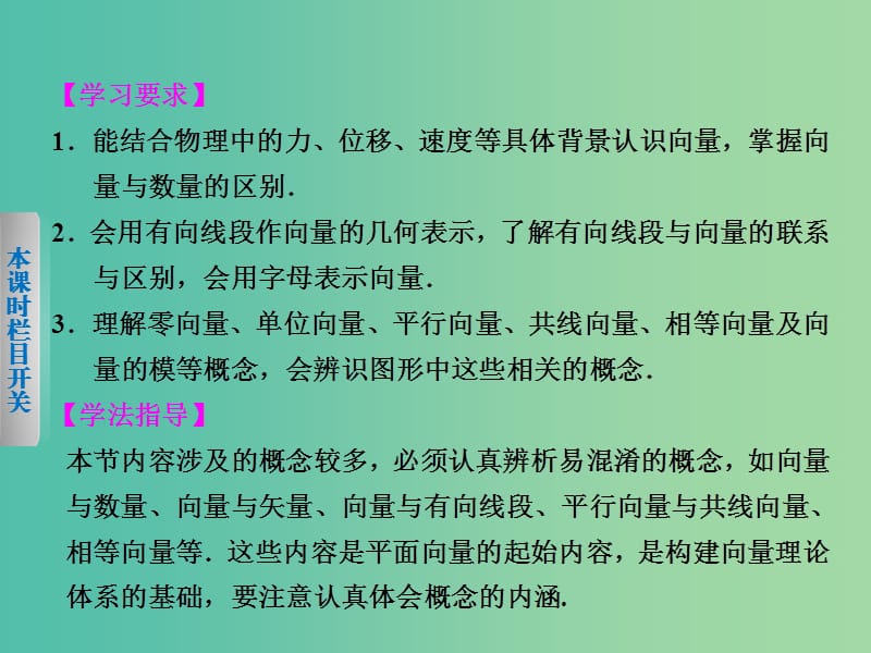 高中数学 2.1平面向量的背景及基本概念课件 新人教A版必修4.ppt_第2页