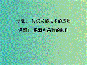 高中生物 專題1 傳統(tǒng)發(fā)酵技術(shù)的應(yīng)用 課題1 果酒和果醋的制作課件 新人教版選修1.ppt