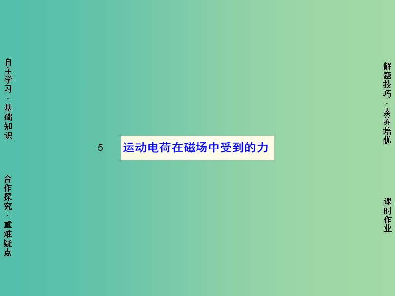 高中物理 第3章 5运动电荷在磁场中受到的力课件 新人教版选修3-1.ppt_第1页