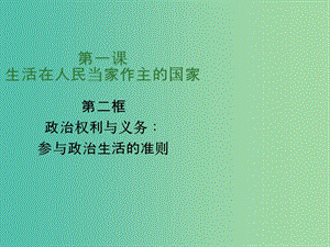 高中政治 第一課 生活在人民當(dāng)家做主的國家 政治權(quán)利與義務(wù) 參與政治生活的準(zhǔn)則課件 新人教版必修2.ppt