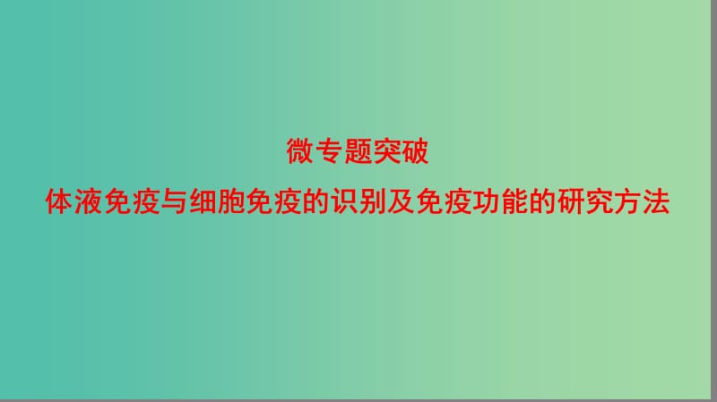 高中生物第3章免疫系统与免疫功能体液免疫与细胞免疫的识别及免疫功能的研究方法微专题突破课件浙科版.ppt_第1页