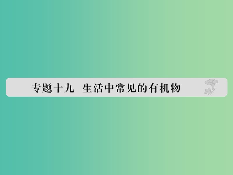 高考化学 专题十九 生活中常见的有机物课件.ppt_第1页