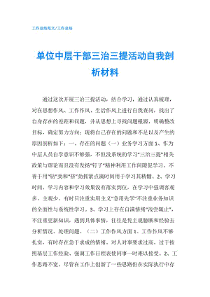 單位中層干部三治三提活動(dòng)自我剖析材料.doc