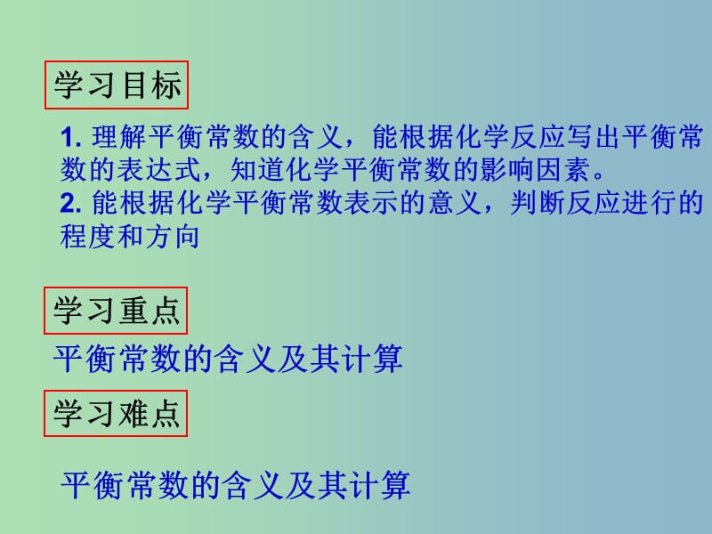 高中化学第二章化学反应速率和化学平衡2.3.3化学平衡常数课件新人教版.ppt_第3页