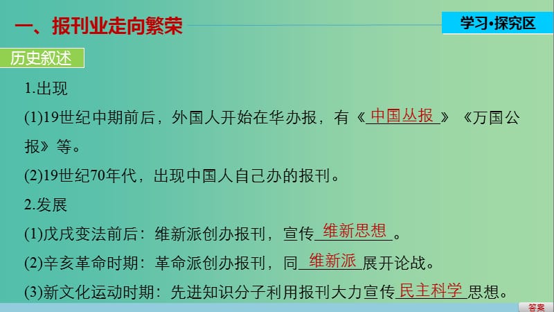 高中历史 第五单元 中国近现代社会生活的变迁 20 大众传媒的变迁课件 新人教版必修2.ppt_第3页