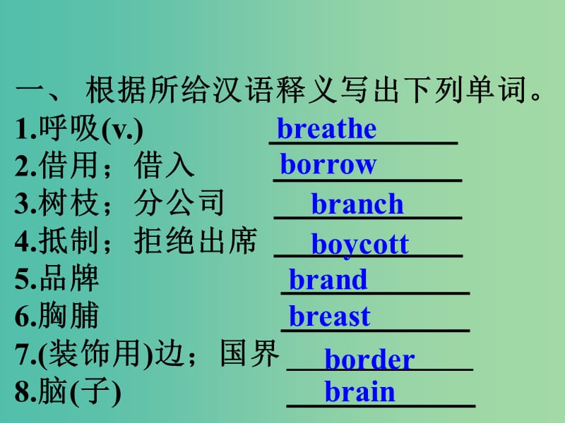 高中英语 4考纲词汇天天练（第一版）第11-20天课件.ppt_第2页