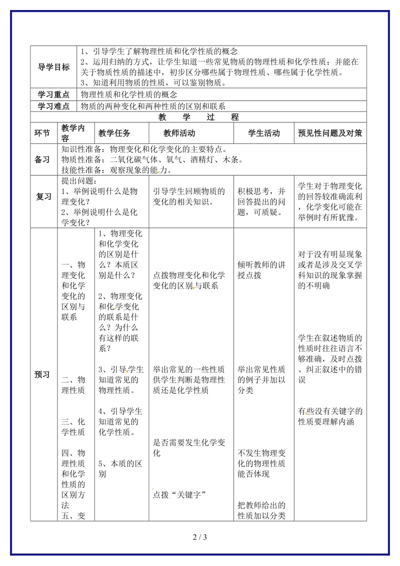 九年级化学上册第一单元课题1物质的变化和性质教案2新人教版.doc_第2页