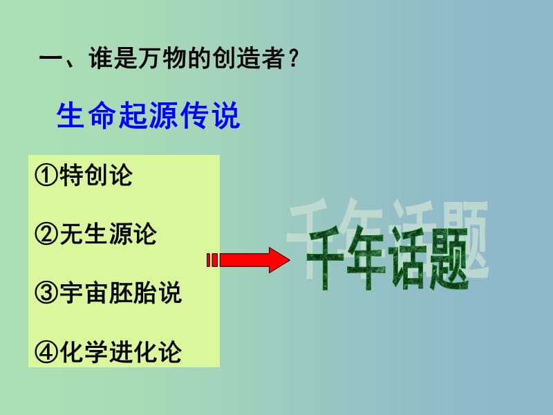 高中历史 专题七 第二课 追寻生命的起源课件 人民版必修3.ppt_第3页