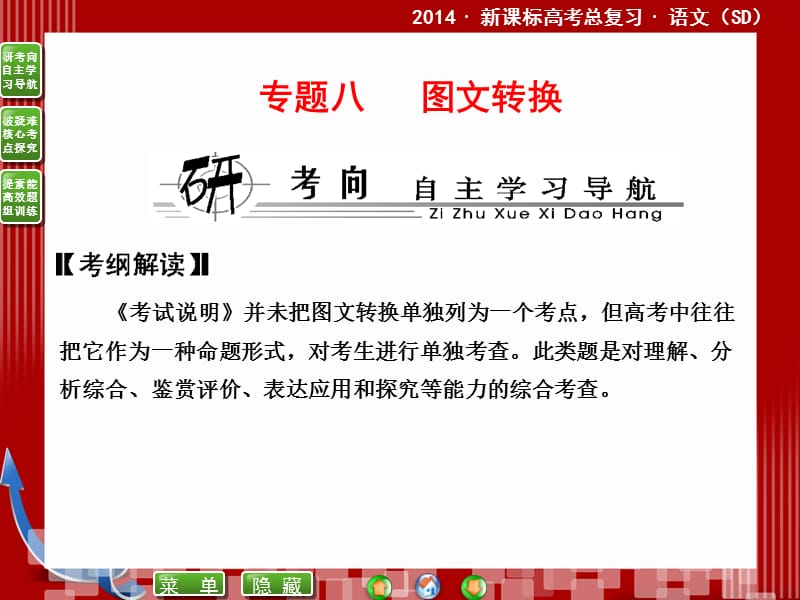 2014届高考语文二轮复习课件(教师)：8.1图文转换.ppt_第1页