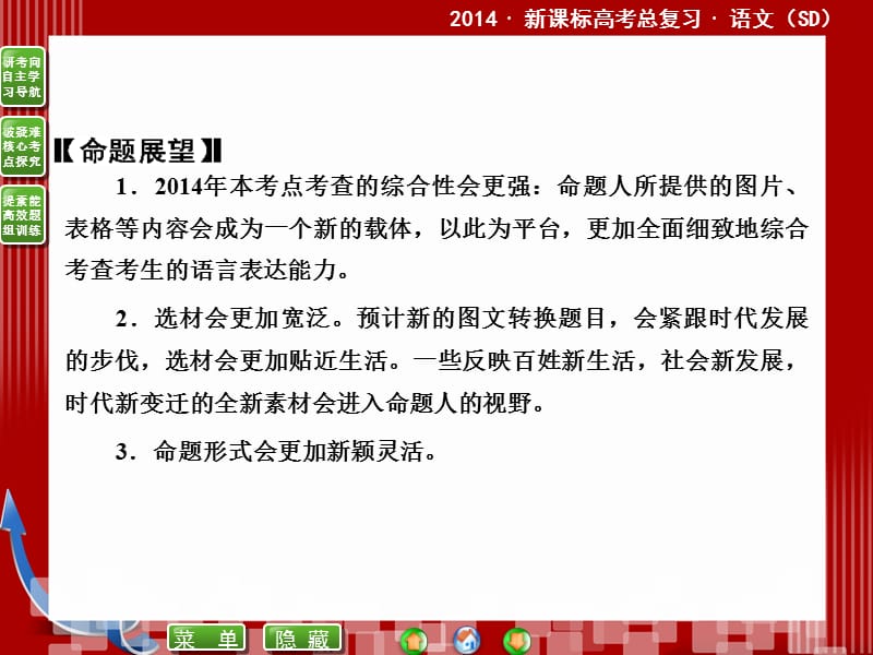 2014届高考语文二轮复习课件(教师)：8.1图文转换.ppt_第3页