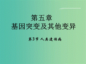 高中生物 第5章 基因突變及其他變異 第3節(jié)《人類遺傳病》課件 新人教版必修2.ppt