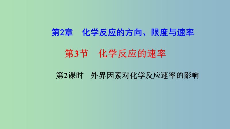 高中化学第2章化学反应的方向限度与速率2.3化学反应速率第2课时外界因素对化学反应速率的影响课件鲁科版.ppt_第1页