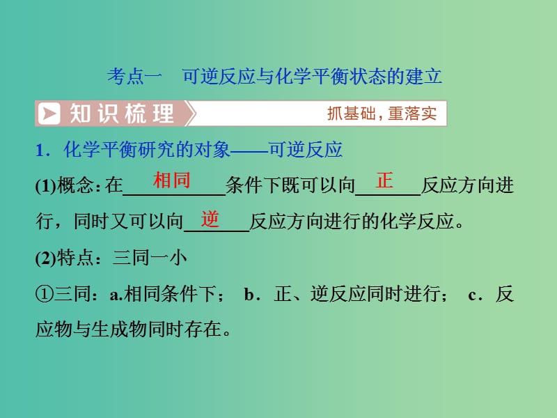 高考化学总复习第7章化学反应速率和化学平衡第2节化学平衡状态化学平衡的移动课件新人教版.ppt_第3页