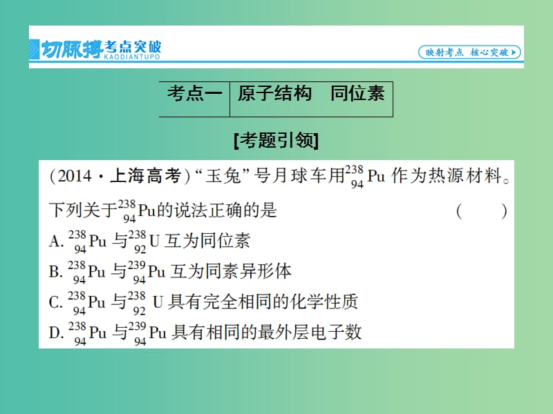 高考总动员2016届高考化学一轮总复习 第5章 第1节原子结构课件.ppt_第3页