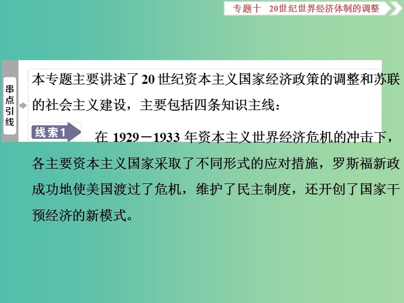 高考历史一轮复习专题十20世纪世界经济体制的调整第29讲“自由放任”的美国和罗斯福新政课件.ppt_第3页