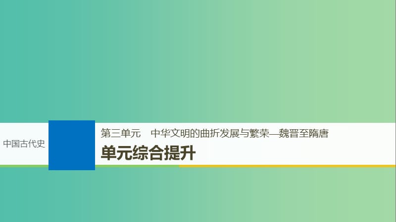 高考历史一轮复习第三单元中华文明的曲折发展与繁荣-魏晋至隋唐单元综合提升课件新人教版.ppt_第1页