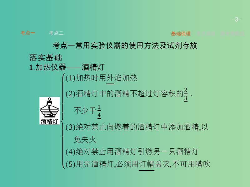 高考化学一轮复习 9.1 化学实验常用仪器和基本操作课件.ppt_第3页