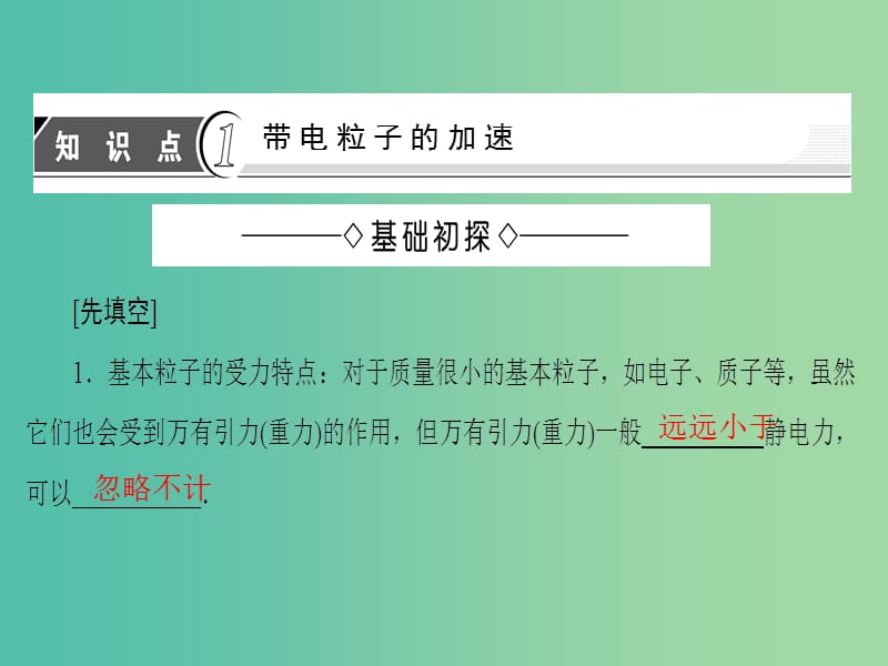 高中物理 第1章 静电场 9 带电粒子在电场中的运动课件 新人教版选修3-1.ppt_第3页