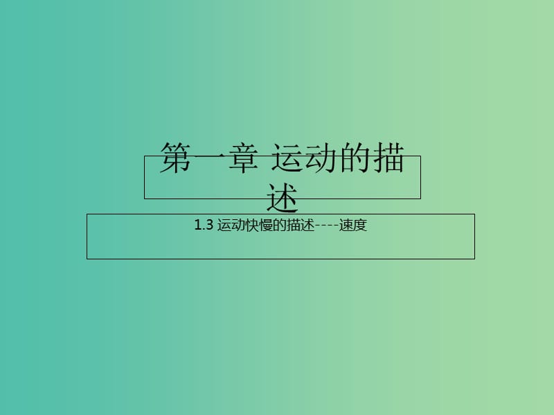 高中物理 专题1.3 运动快慢的描述-速度课件 新人教版必修1.ppt_第1页