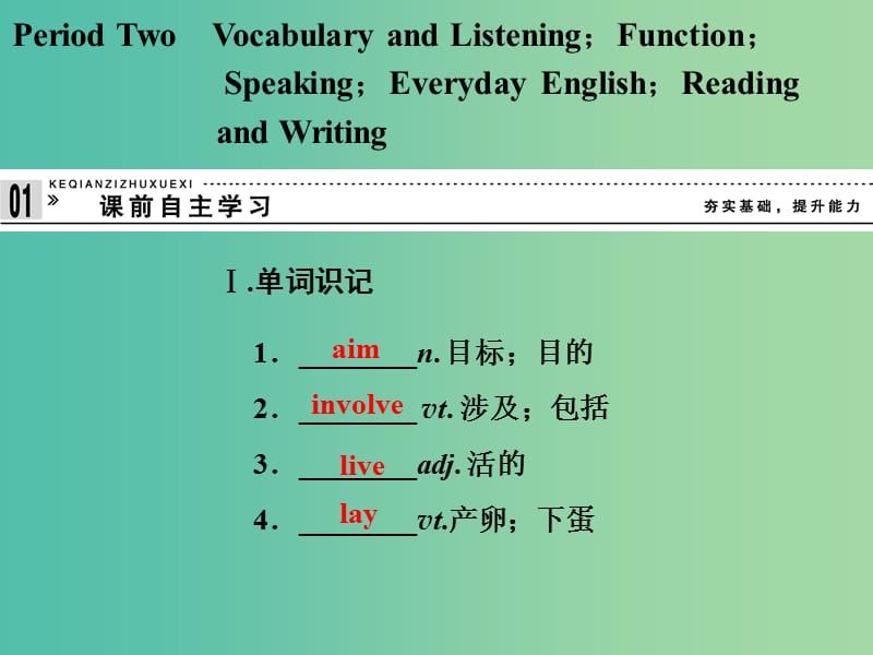 高中英语 6.2 Vocabulary Listening and Speaking课件 外研版必修5.ppt_第1页