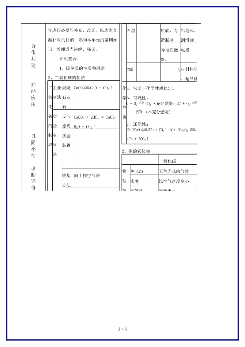 九年级化学上册《第六单元碳和碳的氧化物》复习教案新人教版.doc_第3页