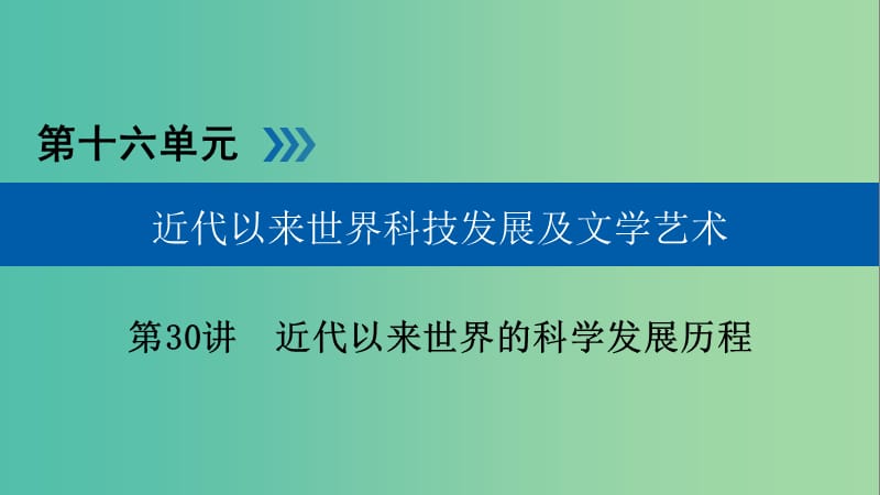 高考历史大一轮复习第十六单元近代以来世界科技发展及文学艺术第30讲近代以来世界的科学发展历程课件.ppt_第1页