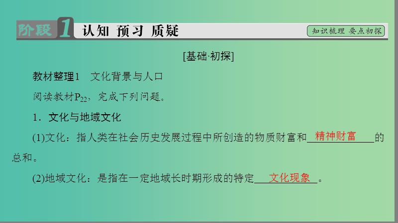 高中地理 第1章 人口与环境 第4节 地域文化与人口课件 湘教版必修2.ppt_第3页