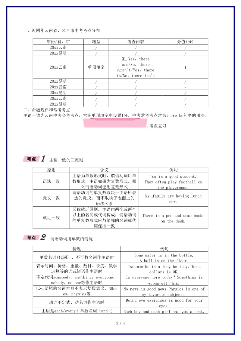 中考英语特训复习第2编语法专题突破篇专题11主谓一致试题.doc_第2页