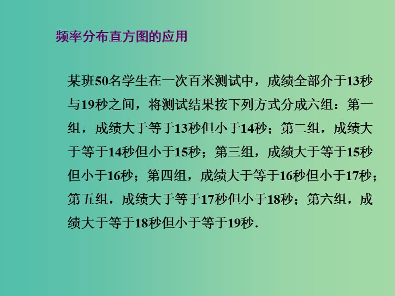 高中数学 2.2.2用样本的频率分布估计总体分布（二）课件 新人教A版必修3.ppt_第3页