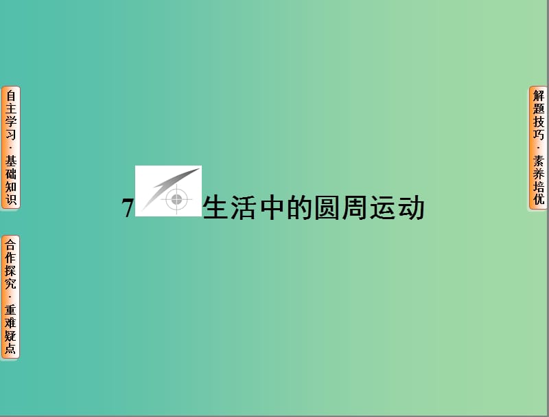 高中物理 第5章 曲线运动 7 生活中的圆周运动课件 新人教版必修2.ppt_第1页